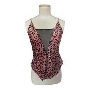 Etam Rose Pink Animal Print Camisole Top XS Soft Grunge